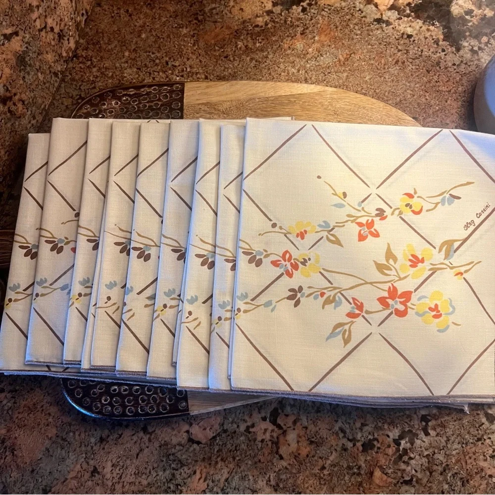 Vintage Oleg Cassini Set Of 9 Fabric Napkins Festive Holidays Tablescape